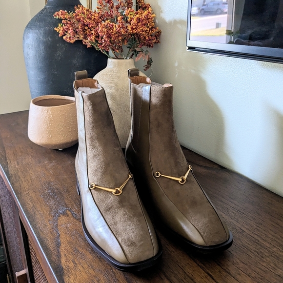 Tory Burch Shoes - Tory Burch Brown Ankle Boots with Gold Accent